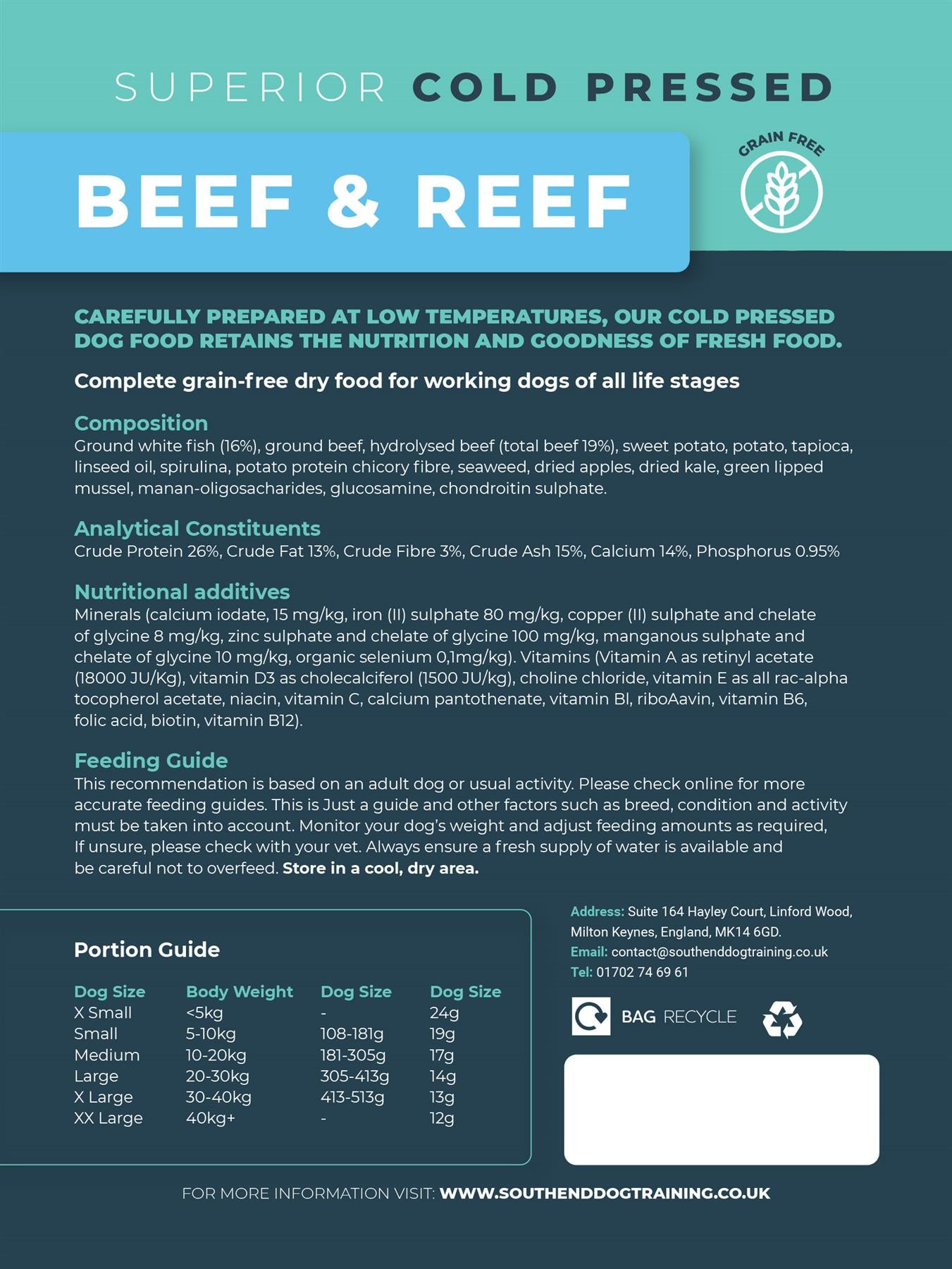 Southend Dog Nutrition Cold Pressed Beef & Reef 3kg