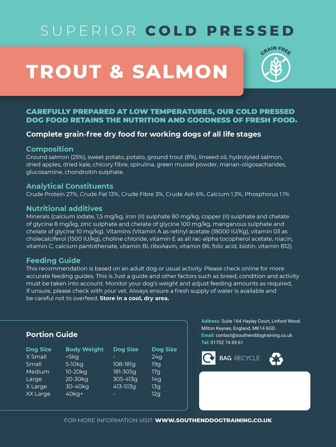 Southend Dog Nutrition Cold Pressed Trout & Salmon 10kg