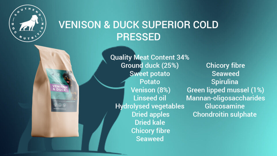 Southend Dog Nutrition Cold Pressed Venison & Duck 10kg